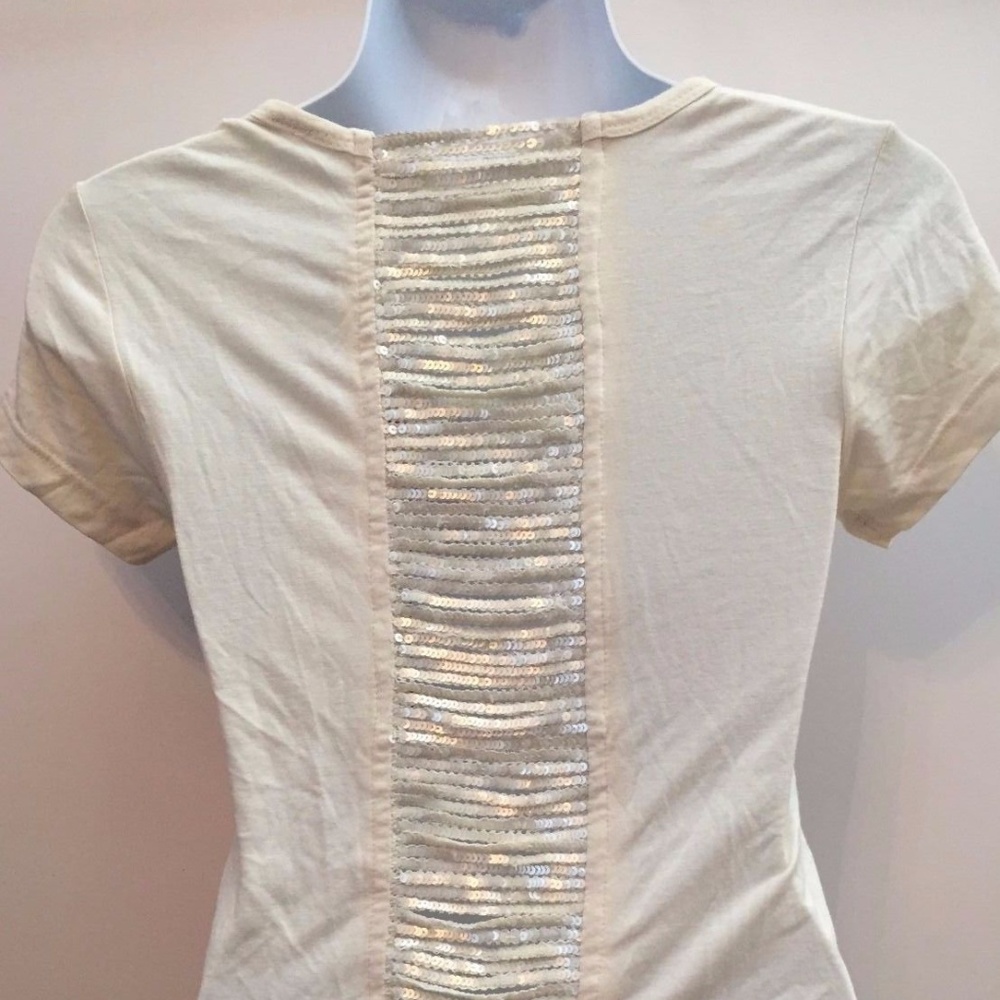 KATE MOSS FOR TOPSHOP CREAM SEQUIN OPEN BACK TOP